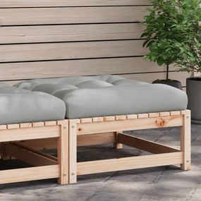Poggiapiedi Da Giardino Con Cuscino İn Legno Massello Di Pino /