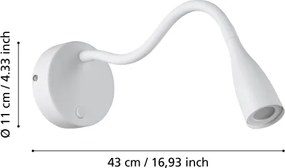 Eglo 901819 - Lampada da parete flessibile a LED OLIVANDINO LED/3,8W/230V bianca