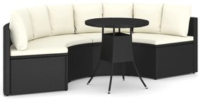 Set divani da giardino 5 pz con cuscini in polyrattan nero