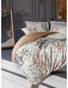 Set copripiumino e federa greige in raso di cotone per letto matrimoniale 200x200 cm Blatt – Mijolnir