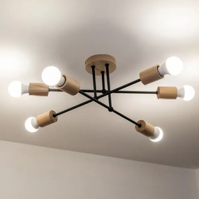 Lampadario a plafone CAMBRIDGE 6xE27/15W/230V in pino