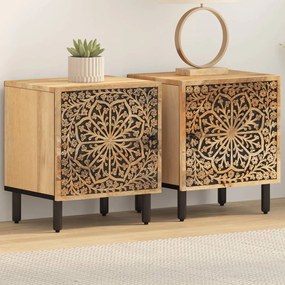 Comodini 2pz 40x33x46 Cm İn Legno Massello Di Mango /