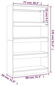 Libreria/Divisorio Bianco Lucido 80x30x135 cm in Truciolato