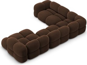 Divano angolare marrone scuro (con penisola a sinistra/a U) con rivestimento in velluto Loretto – Cosmopolitan Design