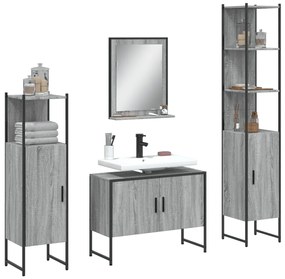 Set Mobili Da Bagno 4 Pz Grigio Sonoma İn Legno Multistrato /