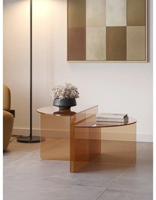 Set di tavolini da salotto rotondi marroni in vetro 2 pz ø 80 cm Velta – MOME