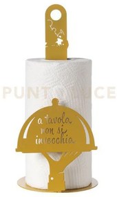 Porta rotolo da cucina "a tavola non si invecchia" ocra