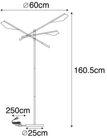 Lampada da terra di design nera con oro 3 luci - Sinem