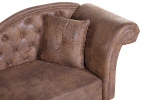 Chaise longue in scamosciato sintetico marrone destra LATTES Beliani