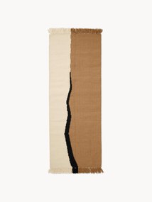 Passatoia kilim in lana tessuta a mano con frange Soil
