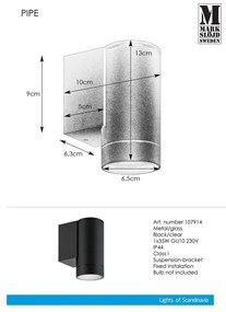 Lampada da parete per esterni (altezza 13 cm) Pipe - Markslöjd