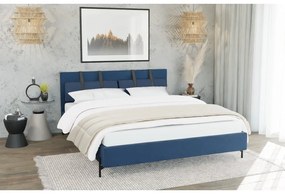 Letto matrimoniale imbottito blu scuro con griglia 200x200 cm Tulsa - Ropez