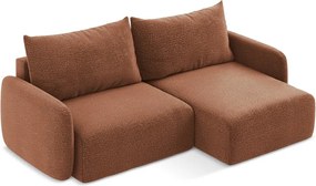 Divano angolare color mattone allungabile/con contenitore (con penisola a destra) Kalena – Makamii