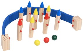 Gioco Di Bowling Multicolore İn Legno Massello Di Pino /