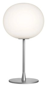 Flos Glo-ball Table 1 Lampada Da tavolo 60 cm a luce diffusa in vetro opalino acidato bianco e acciaio argento