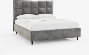 AURO letto imbottito con vano contenitore e testiera capitonné alta in ciniglia Oeko-Tex®