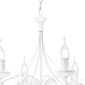 Lampadario a sospensione con catena DONATO 6xE14/40W/230V bianco