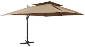 Ombrellone A Sbalzo Con Doppia Copertura 400x300 Cm Tortora /