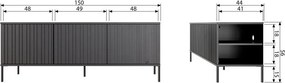 Mobile TV grigio chiaro in pino massiccio 150x56x44 cm New Gravure – WOOOD