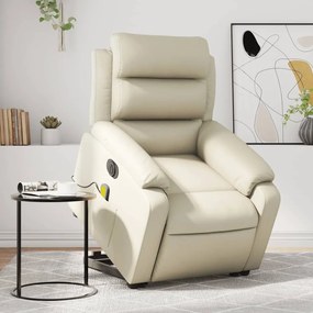 Poltrona Alzapersona Elettrica Reclinabile Crema İn Similpelle /