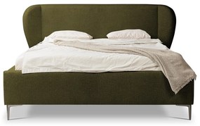 Letto matrimoniale imbottito verde scuro con rete inclusa 140x200 cm Makana – Makamii
