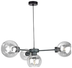 Lampadario a sospensione con filo KALIOPE 4xE27/60W/230V nero/limpido
