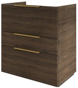 Mobile da bagno a terra L 75 x H 84 x P 48 cm noce, 3 cassetti SENSEA Neo Line, Maniglie acquistabili separatamente