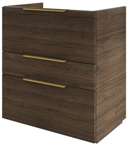 Mobile da bagno a terra sotto lavabo L 75 x H 84 x P 48 cm noce lucido, 3 cassetti SENSEA Neo Frame