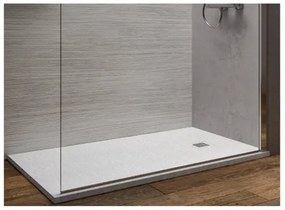 Piatto doccia in mineralmarmo 80x120 cm bianco effetto pietra con griglia e piletta sifonata