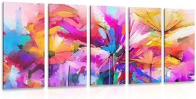 Quadri 5 pezzi – Fiori colorati astratti