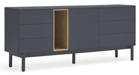 Cassettiera bassa grigio scuro 180x76 cm Corvo - Teulat