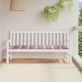 Cuscino Per Panca A Quadri Rossi 180x50x3 Cm Tessuto Oxford /