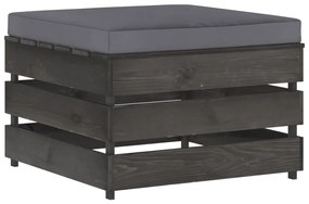 Ottomana Modulare Con Cuscino Grigio İn Legno Impregnato /