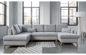 Divano letto a U grigio chiaro, angolo sinistro Scandic Lagom - Miuform