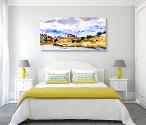 Quadro su tela – Villaggio acquerellato