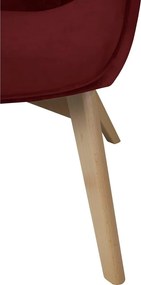 Poltrona con poggiapiedi rossa con rivestimento in velluto Niko – Ropez