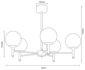 Lampadario a sospensione con supporto rigido AWINION 6xE27/15W/230V bianco/oro/nero