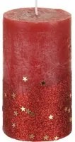 Candela glitter rosso 12x7 cm