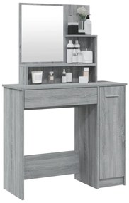 Toeletta con specchio grigio sonoma 86,5x35x136 cm