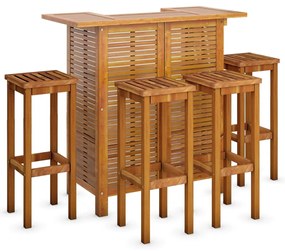 Set da bar per giardino 5 pz in legno massello di acacia