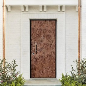 Porta blindata MASTER Ceramic L 80 x H 210 cm in Laminam marrone/bianco, apertura spingere a destra, falso telaio incluso