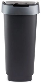 Cestino in plastica riciclata argento-nero 25 l Twist - Rotho