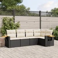 Set Divani da Giardino 5 pz con Cuscini in Polyrattan Nero 3259186