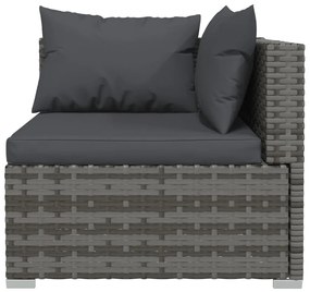 Set divani da giardino 5 pz con cuscini in polyrattan grigio