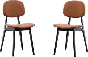 Sedie ATENA in ecopelle cuoio imbottite per soggiorno e sala da pranzo set 2