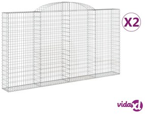 vidaXL Cesti Gabbioni ad Arco 2 pz 300x30x160/180 cm Ferro Zincato