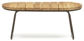 Kave Home - Tavolino esterni Salguer legno massello acacia acciaio marrone Ã˜ 100 x 50cm FSC 100%