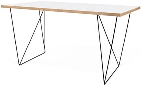 Tavolo da lavoro bianco con gambe nere , 140 x 75 cm Flow - TemaHome