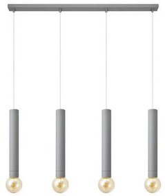 Lampadario a sospensione con filo TUBA 4xE27/15W/230V grigio