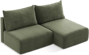 Divano angolare verde allungabile/con contenitore (con penisola a destra) Kalena – Makamii